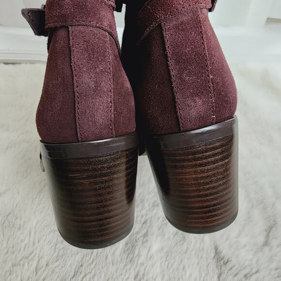 NEW Sam Edelman Simona Block Heel Burgundy Leather Ankle Bootie 8.5 - Picture 8 of 12